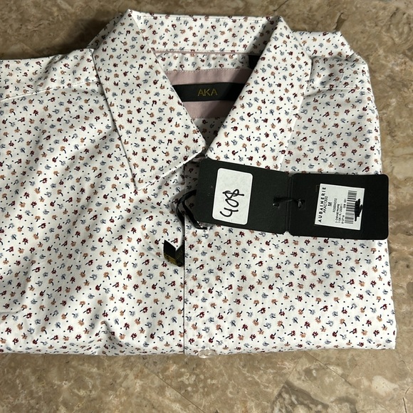 AKA Men shirt,NWT,slim fit, small,Mini floral print ,long sleeve,100 cotton - Picture 9 of 11